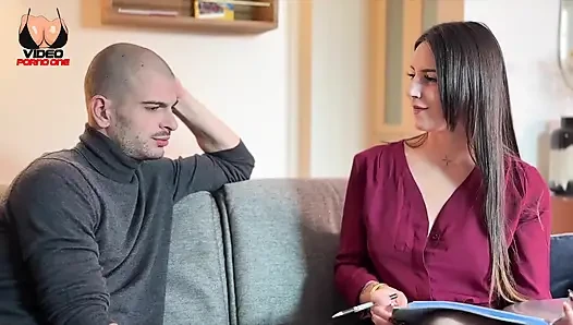 A Beautiful Wild Brunette Comes to Swallow Her Dose of Cum!