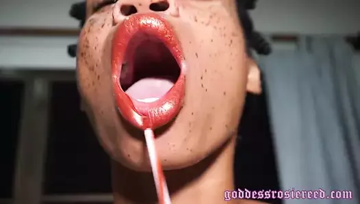 Lipstick Fetish JOI POV Ebony Sensual MOUTH FETISH Femdom