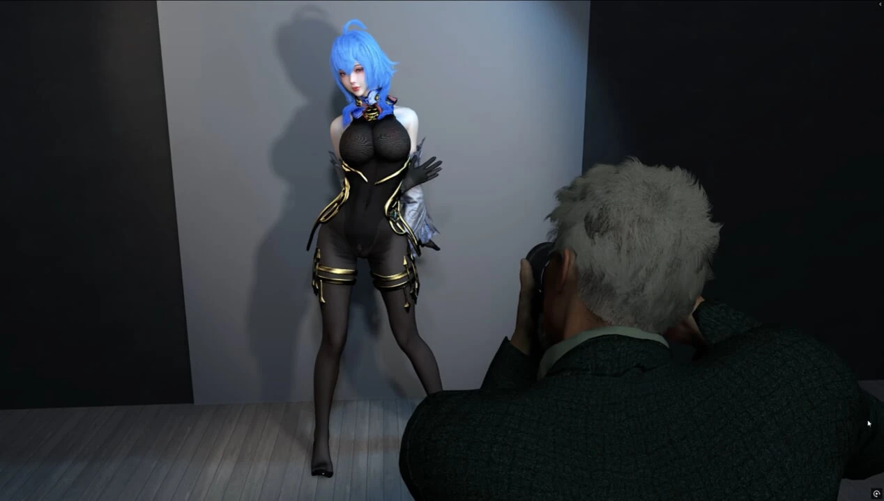 Model and stepuncle taking photos
