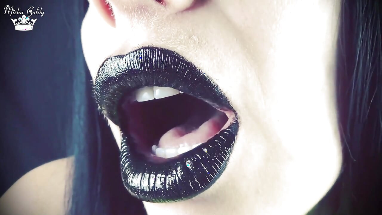 Besos de labios negros brillantes asmr instrucciones de paja