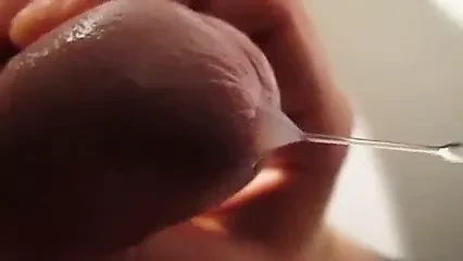 Milking ropes of precum and cum and swallowing