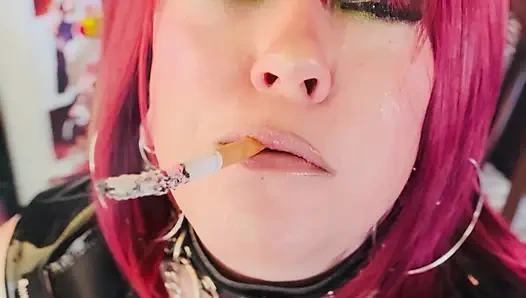 This PVC Hotwife Chain Smokes 2 Cork Cigarettes And Dirty Smoke Slave Talk - OMI OME Drifting Snap Inhales