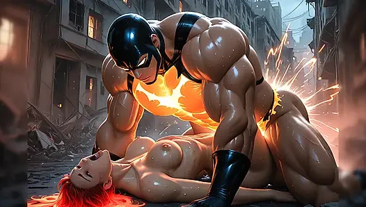 Lustrender: pertengkaran kekuatan lesbian duo putri plasma - ai video