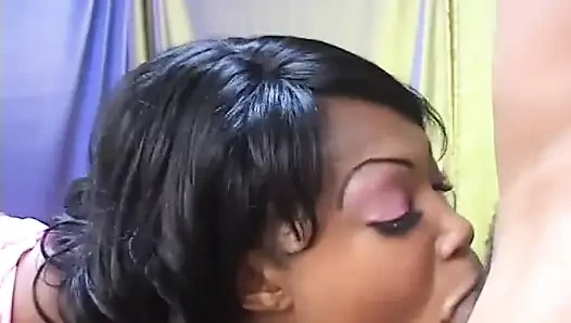 Big black babe takes whole cock in her mouth
