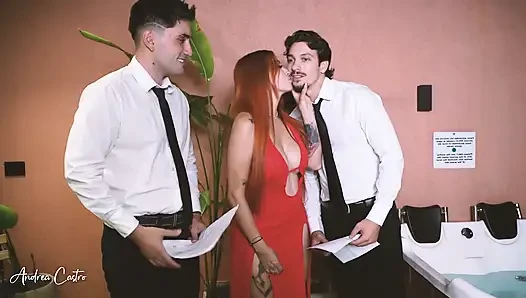 An Interview Ends with a Threesome with Two Cocks in My Pussy - Andrea Castro, Papi Rodriguez & JOE Dimarco