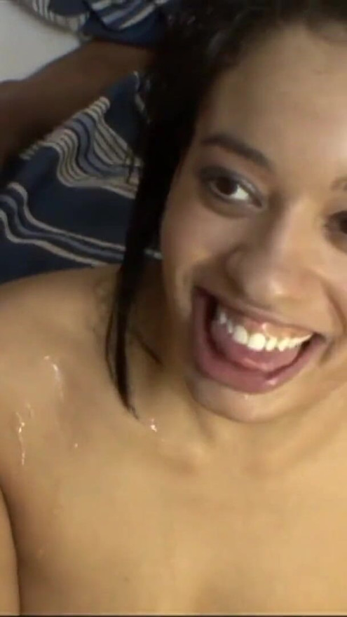 Skinny Teen with natural tits and the BBC during ebony sex | Clip 3