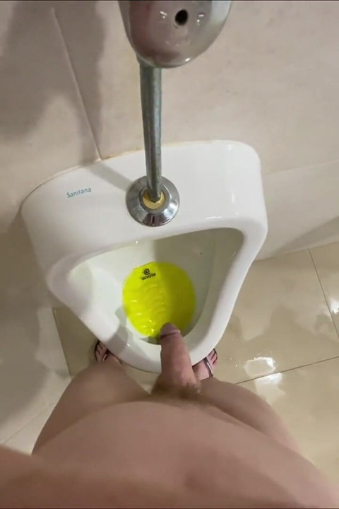 Dared to Piss Fully Naked in Public Toilets Urinal