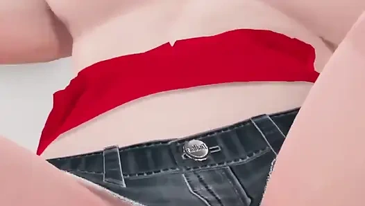 Сочная белая девушка с большой шикарной задницей подпрыгивает на дилдо и трахает машину