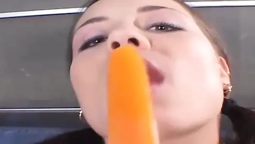 Horny Babe Stuffs Pussy with Melting Popsicle for Intense Licks