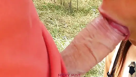 War schöner tag, sein sperma schlucken, nahaufnahme, blowjob