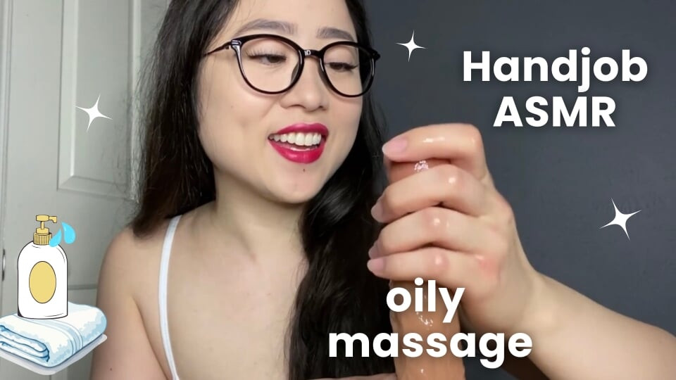 Oily HJ w Best Asian Masseuse in Town -ASMR Cock Worship