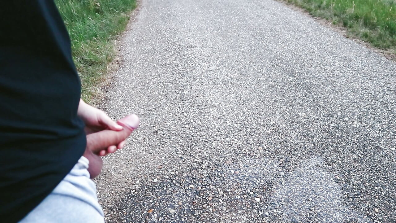 Pissing with a bare cock in nature