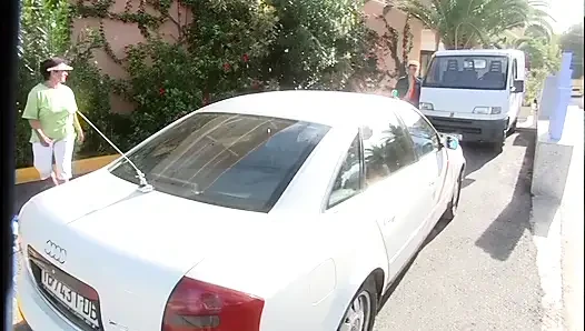 Blonde Babe Seduces Taxi Driver in Steamy Encounter