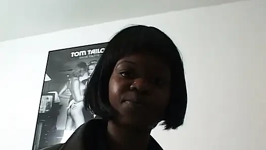 Hairy ebony teen sucks white cock