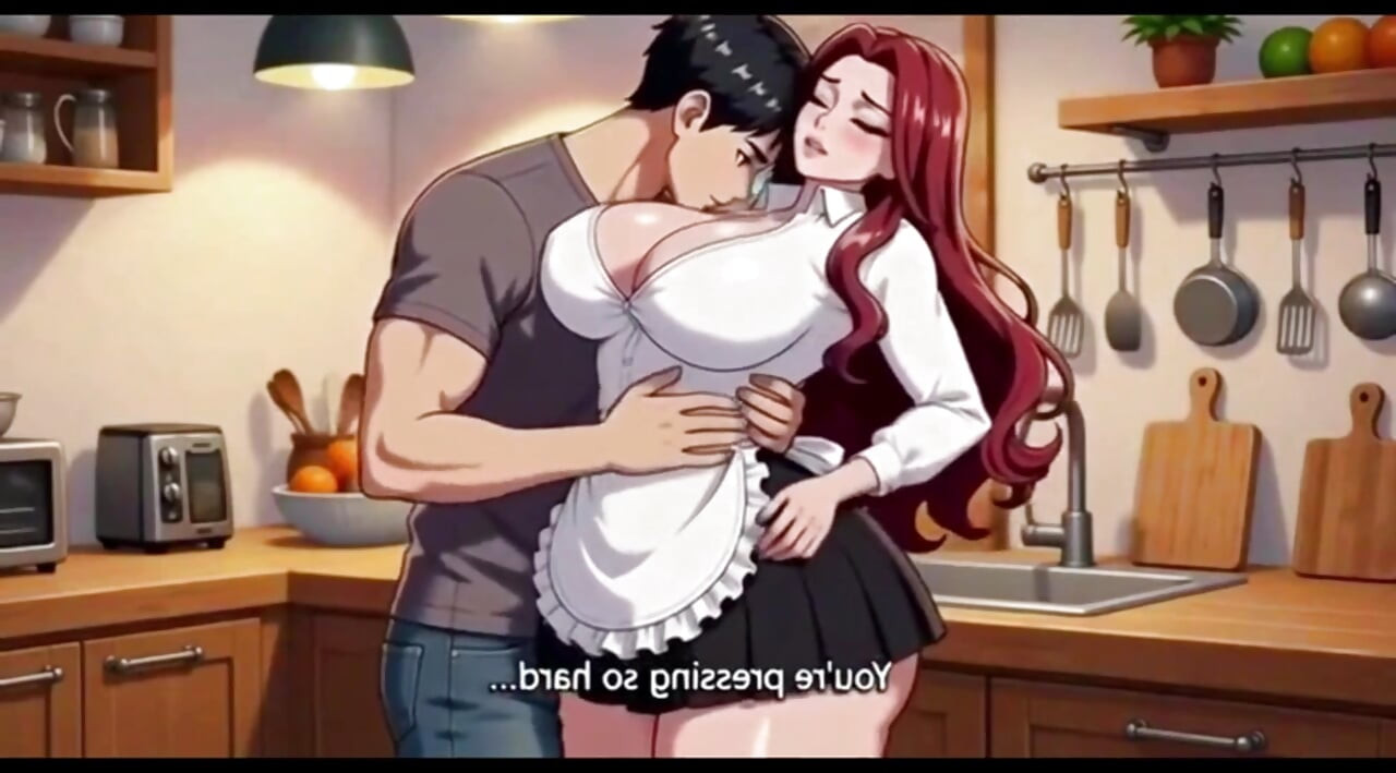 Stepmom teach stepson a special recipy in sexy style in kitchen