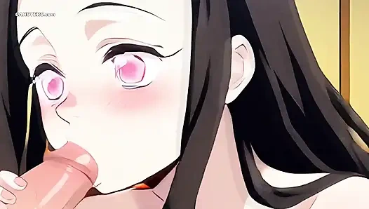 Nezuko'nun pembe dudakları yarağına dolanıyor - yumuşak, sıcak, aç - yapay zeka