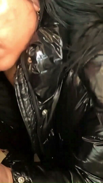 Shiny Downjacket Stairway Fuck. Deepthroat, Hard Doggy and Cum on My Jacket | Clip 1