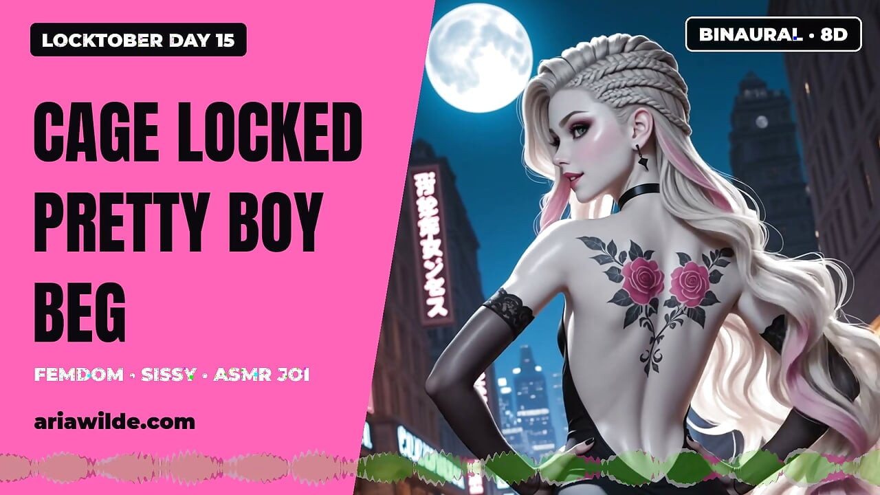 Locktober Ziua 15 Cușcă blocată, băiat frumos implorând castitate Femdom Sissy ASMR JOI BINAURAL