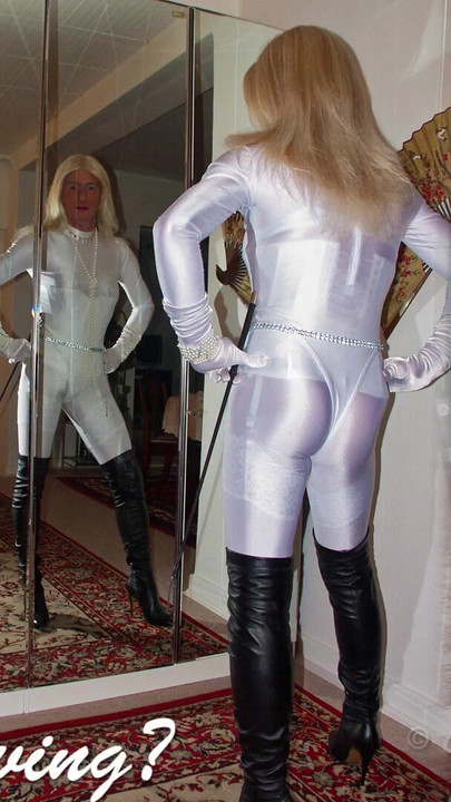 Epic moment from "Garter Belt & Nylon Stockings Under Sheer White Pants"
