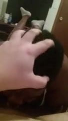 My naughty black babygirl sucks her favorite white cock