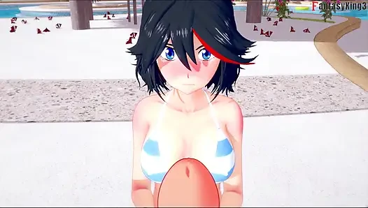 Ryuko Matoi ahegao sex am pool - Killlakill