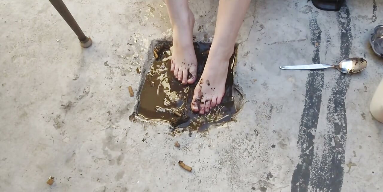 Feet Playing with Dirt and Food