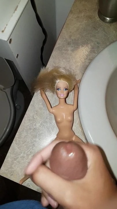 Barbie bathroom cumshot