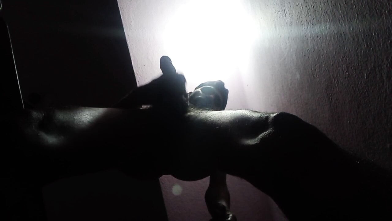 Rajesh masturbating, spitting on cock & cumming in glass 1