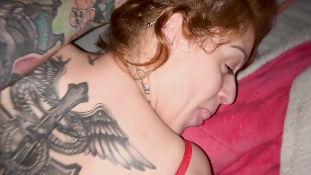 POV Tattooed Redhead on All Fours Asked for Milk in Her Pussy and Came in Her Mouth