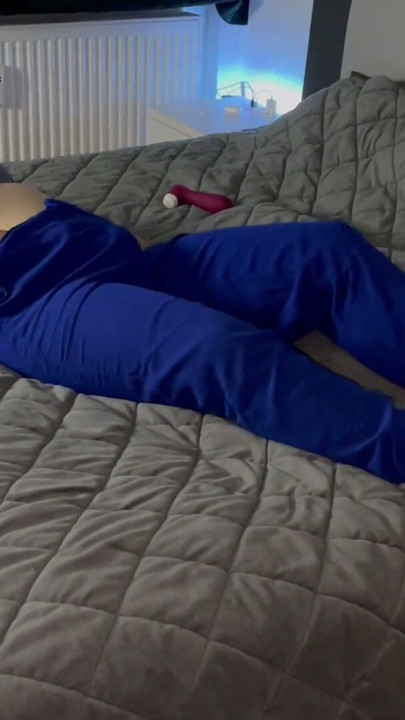 Masturbating on the bed in a bra. Multiple orgasms trembling twitching moaning vibrator satisfyer foreplay before incredible sex with Clyde | Clip 1