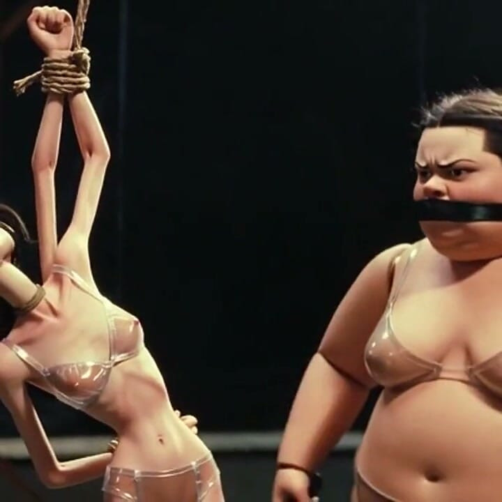 Skinny Slave in Bondage Whipped by Fat SSBBW Mistress