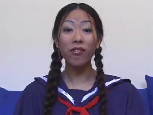 Asian babe pussy fucking big dick sucking in a college uniform...cum in mouth