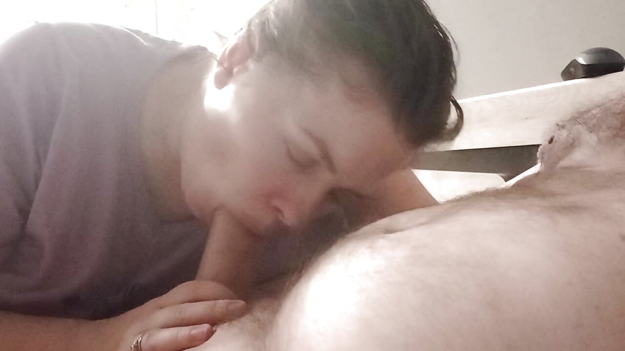What a tits! Blowjob while watching a movie