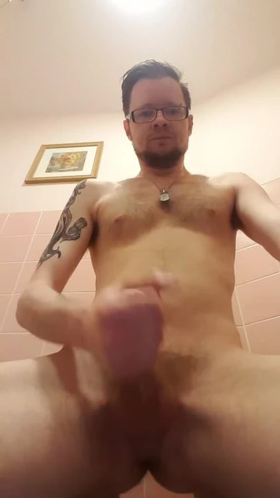 Jerking my big cock until I cum