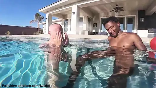 Neighbors share their pool boys Massive black cock