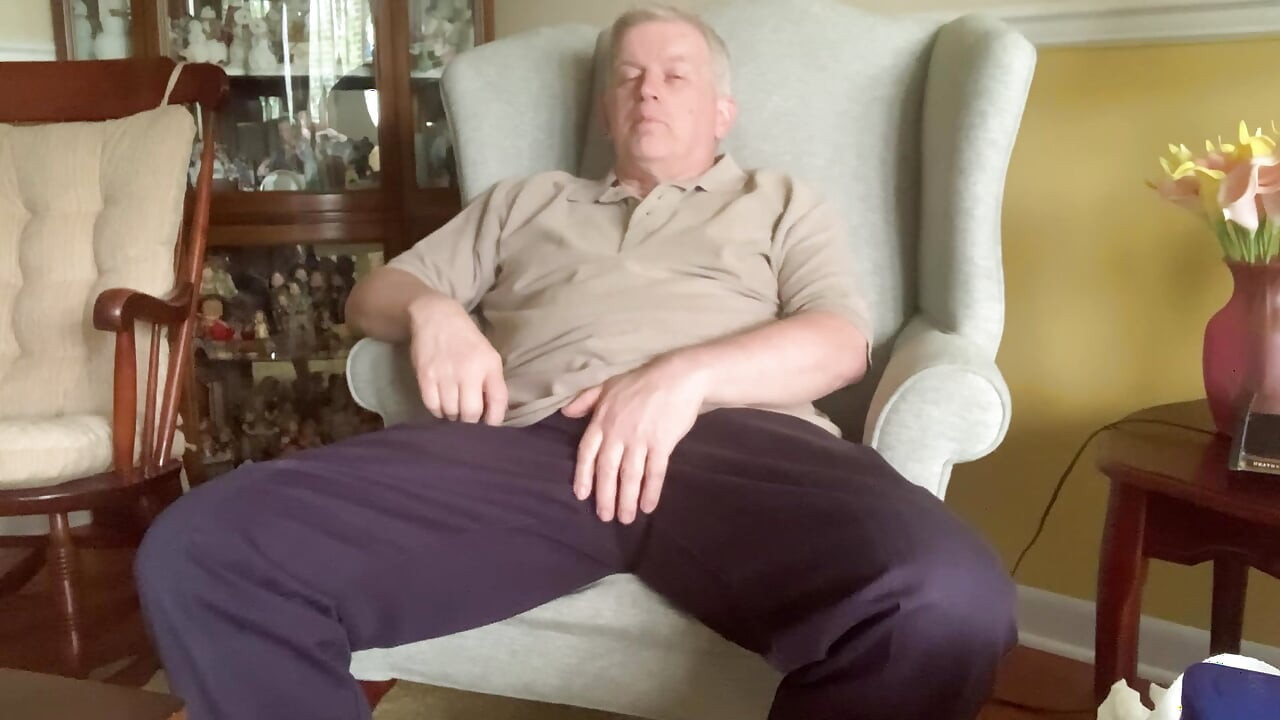 Horny daddy masturbating naked