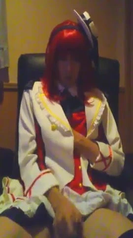 Amateur Japanese CD masturbates in dress