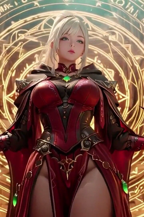 Red & Black Armor Witch! Forbidden Casting in the Gothic Library.