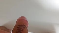 Just a simple piss with my hairy uncut cock in the bathtub