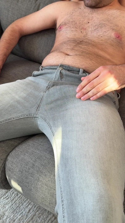 Big Cock in Skinny Jeans - BIG cumshot | Clip 1