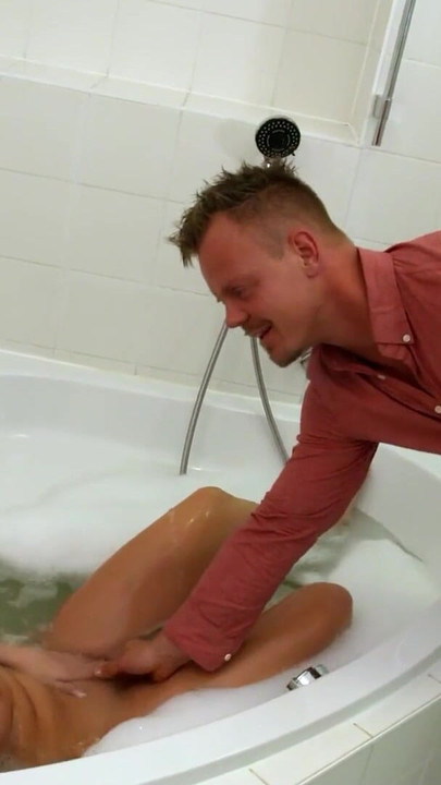 Thrilling moment from "GERMAN TEEN JOLEE LOVE SURPRISED AND FUCKED IN BATHROOM BY BRO"