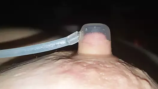Nipple pumping with a breastfeeding pump modified