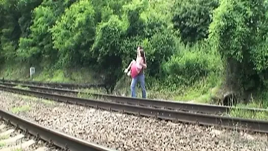 Sexy teen fucked by her stepdad and his friend in public