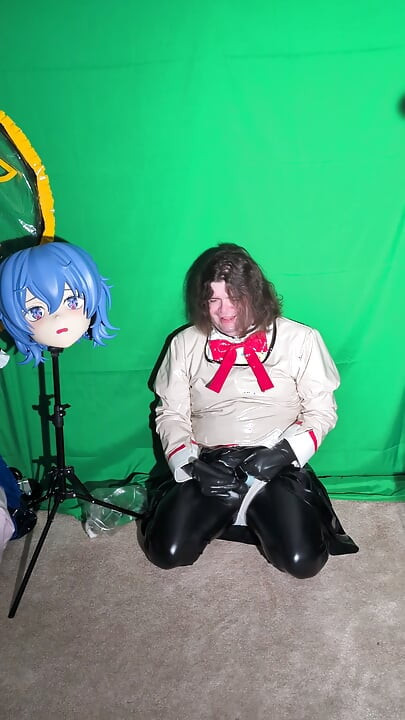 PVC Kigurumi Cosplayer Madoka Uniform Vibrator and Breathplay
