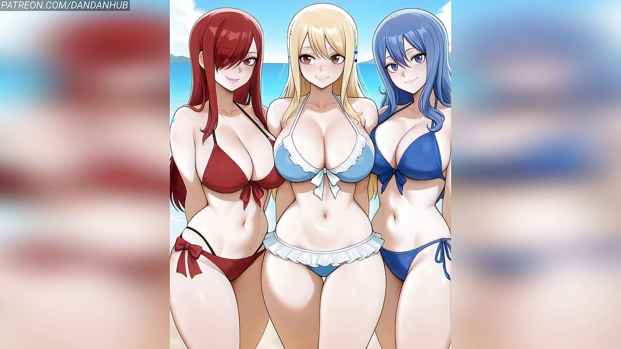 Lucy erza ve juvia bikiniden çıplak zıplamaya - peri kuyruğu