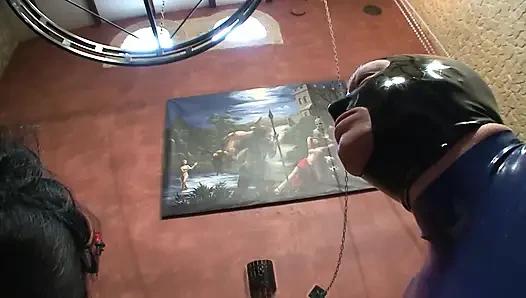 Domina with 2 Male Sex Slaves Cactus and Spikey Toys