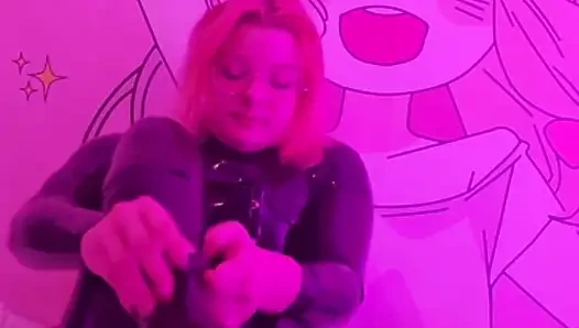 Latex Doll Fucks Her Mouth with a Huge Tentacule