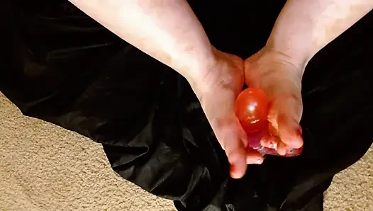 1417 Oiled my soles and practised Footie skills on a dildo
