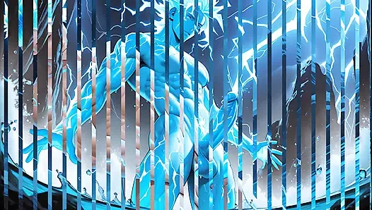 Lightning Elemental Solo Boy Jerking Erect Dick with Electric Glow