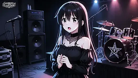 Goth Girl Fan Fucks Rockstar Backstage  - Hentai